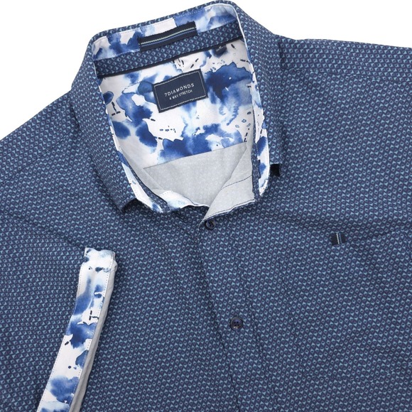 7 Diamonds Other - 7 Diamonds Higher Love 4 Way Stretch Woven Shirt Men's‎ M Blue Geometric Pattern
